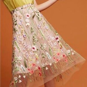 Eva Franco Multicolor Embroidered A-Line Floral Skirt